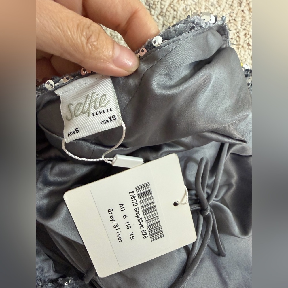 Selfie Leslie Women's Silver and Grey Mini Dress size XS new with tag - Picture 6 of 9